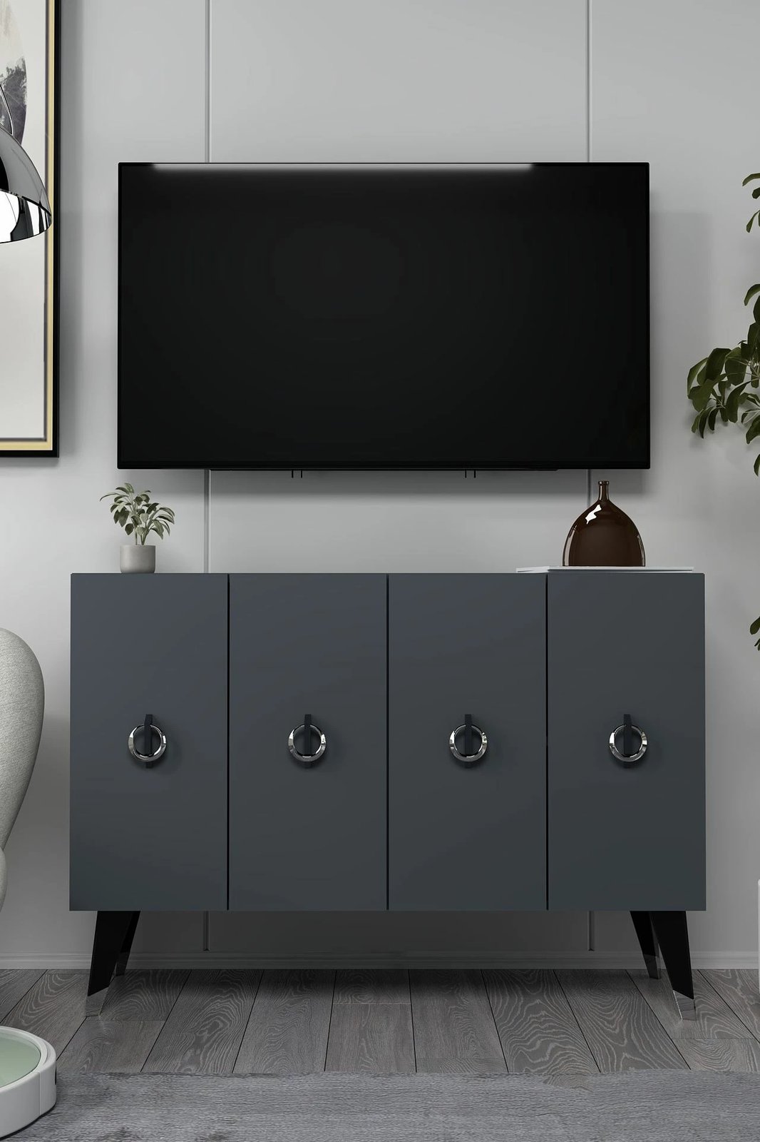 Konsol Skye Decor, anthracite, e zezë, argjend, 8184KM-32