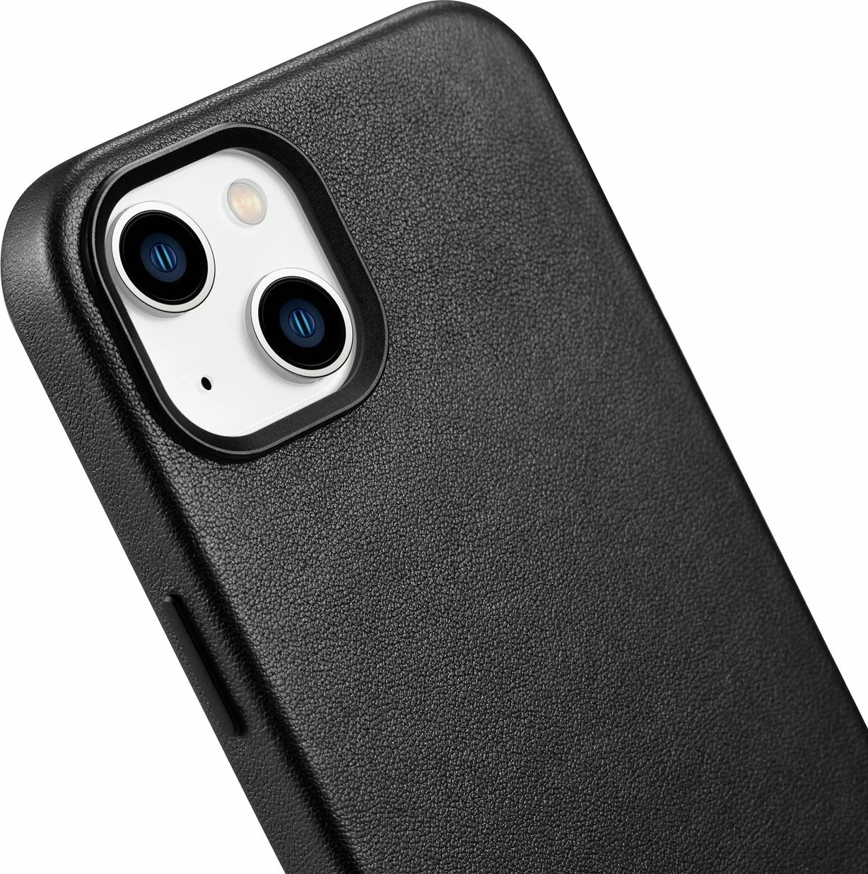 Mbështjellës iCarer për iPhone 14, lëkurë, MagSafe, i zi