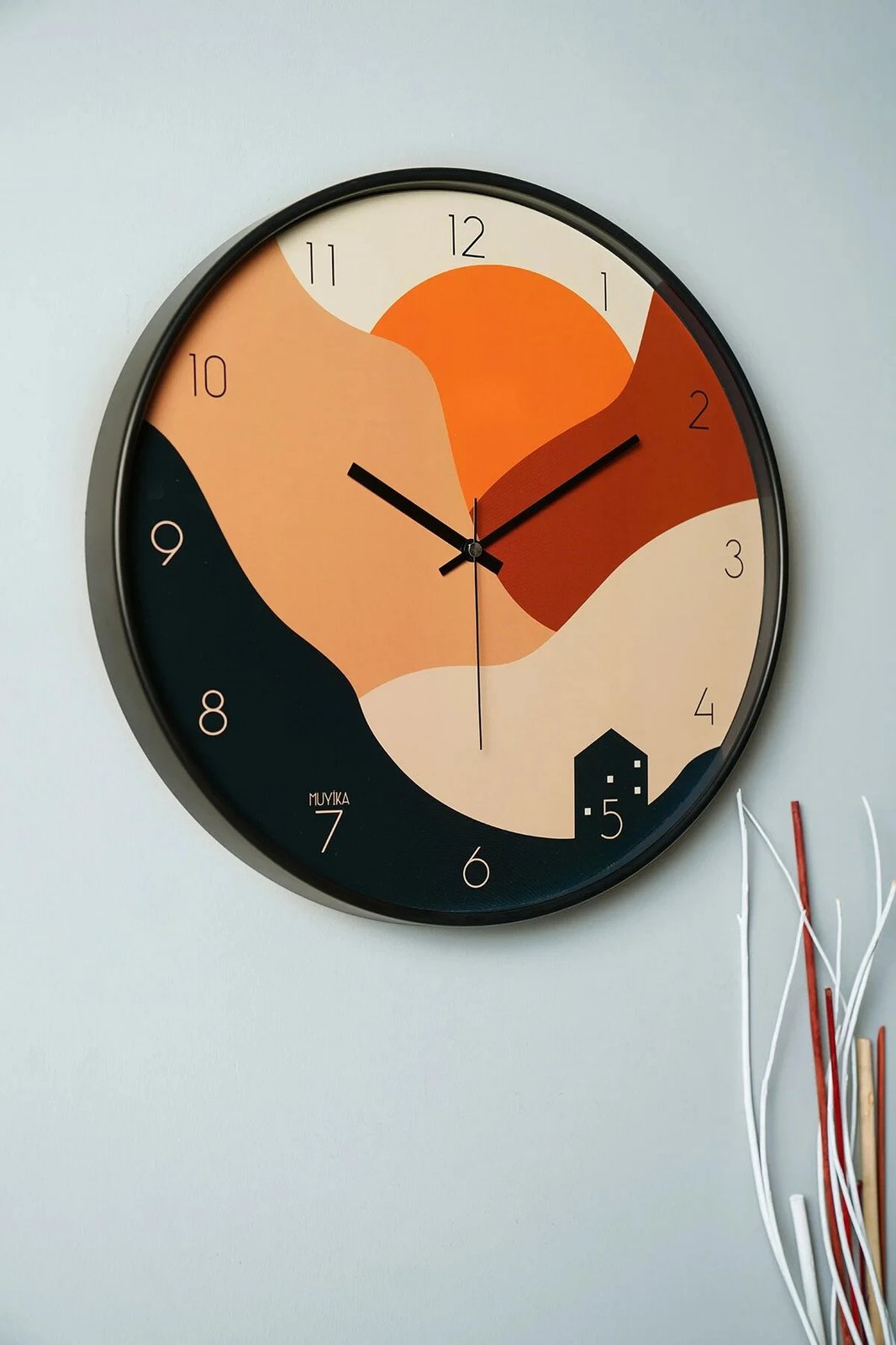 Orë muri dekorative Wallity, shumëngjyrëshe, Pinognbtmı, 42cm