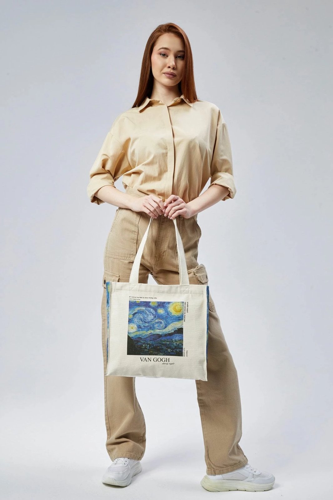 Torbë tote Zoozie Bags, krem, 2270, dizajn Van Gogh Starry Night