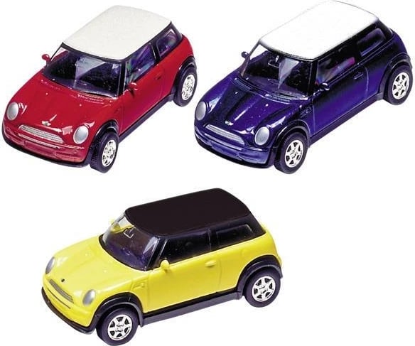 Makina metalike GOKI Mini Cooper 2001, 7cm, 3 ngjyra, set