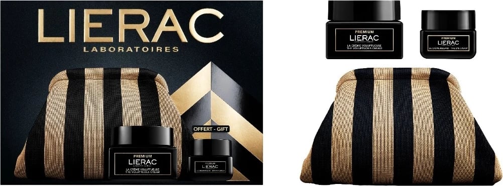 Set krem për fytyrë dhe sy LIERAC Premium Rich Anti-Aging për femra 50ml + 20ml me çantë kozmetike