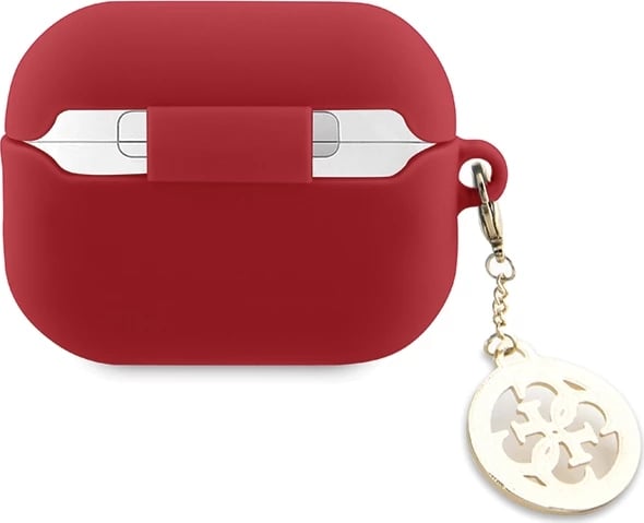 Mbështjellës Guess 3D Rubber 4G Diamond Charm për AirPods Pro 2, Silikon, Kuq