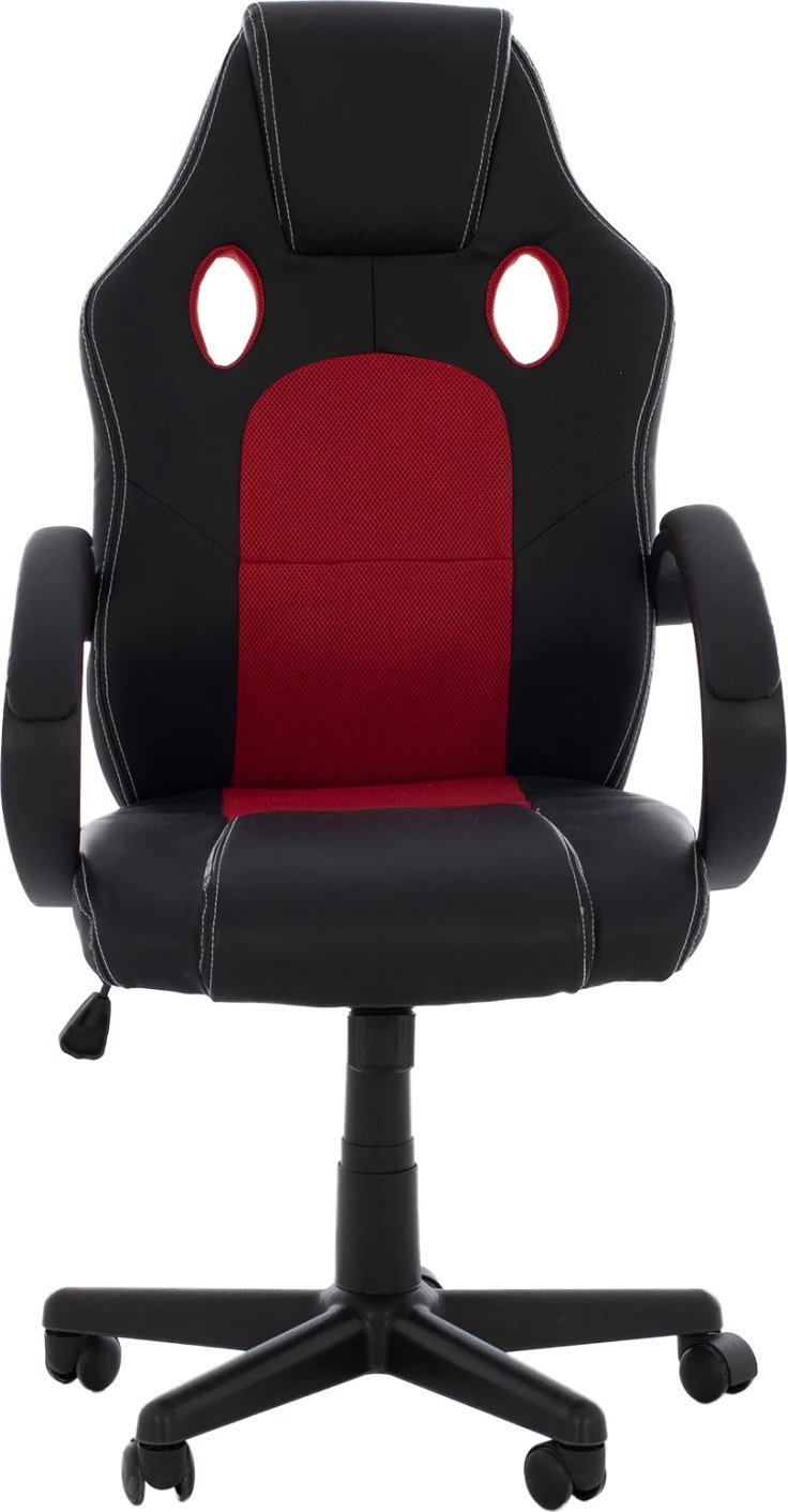 Karrige për zyre gaming bucket FH1041.01, e zezë me rrjetë të kuqe, 60x68x117