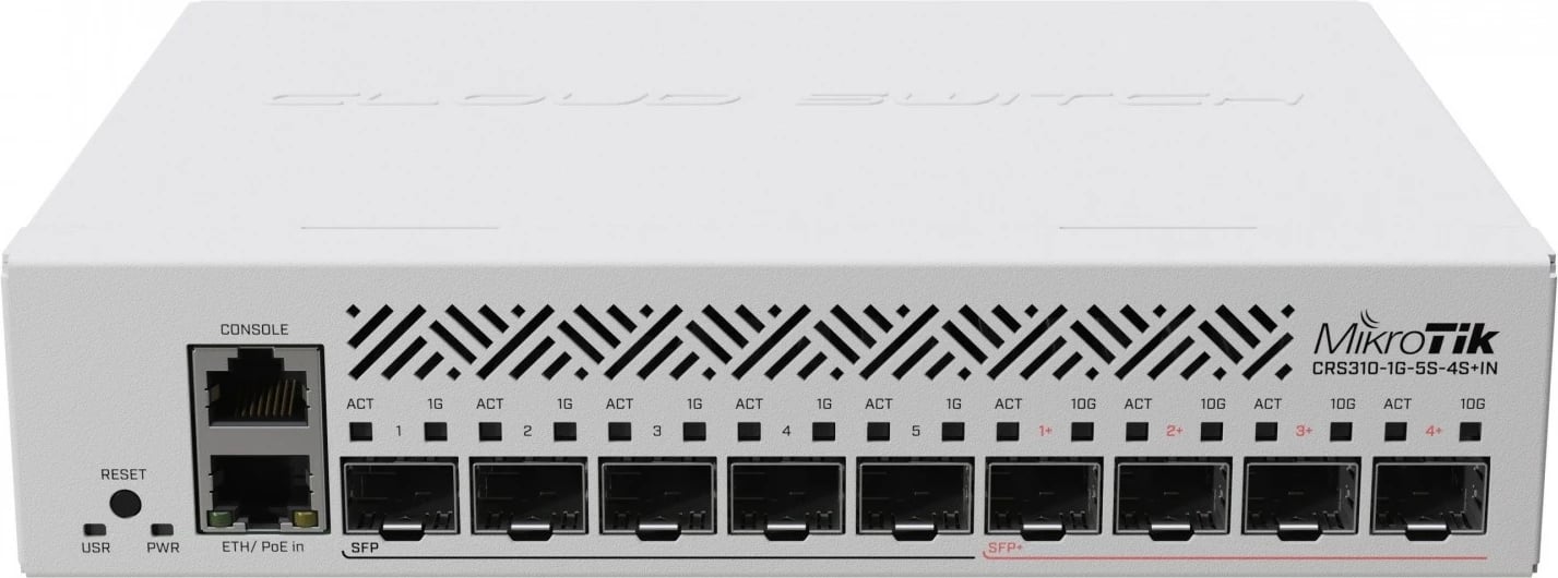 Switch MikroTik CRS310-1G-5S-4S+IN, 1xGbE, 5xSFP, 4xSFP+, i bardhë