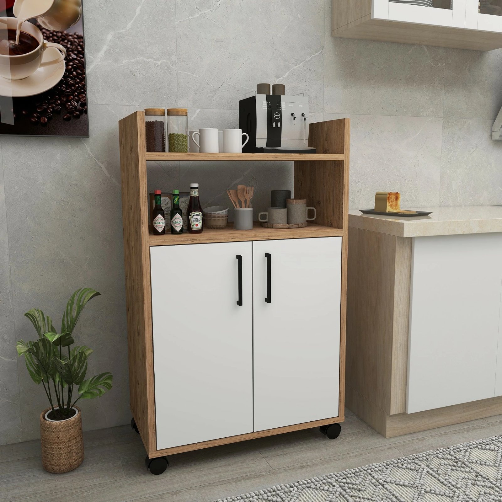 Dollap multifunksional Hanah Home, Tiraks - Atlantic Pine, i bardhë