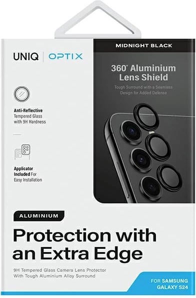 Mbështjellës alumini për lente kamerë UNIQ Optix, për Samsung Galaxy S24, i zi