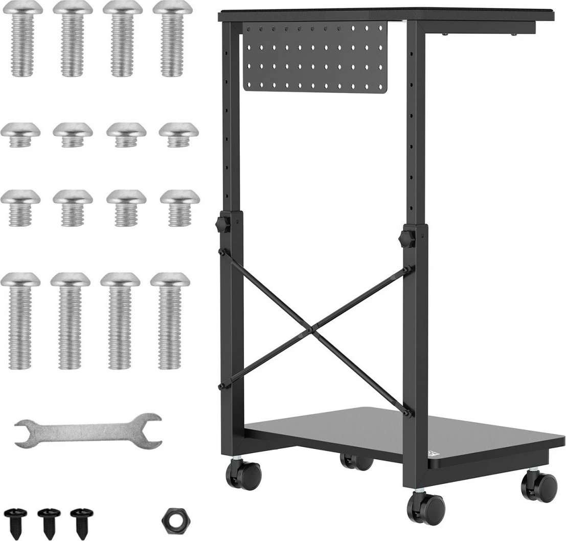 Karrocë për kasë kompjuteri Maclean RS430, me rrota, e zezë