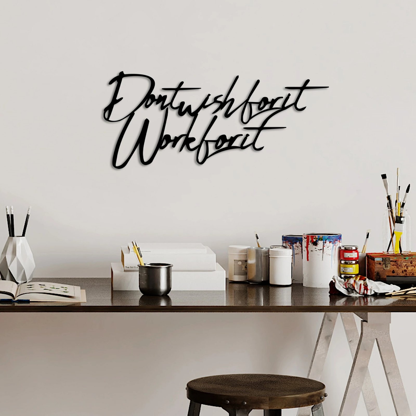 Aksesor dekorativ metalik për mur, Wallity, Wish Work