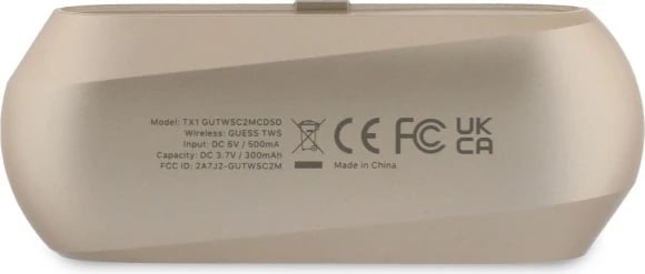 Kufje Bluetooth TWS Guess Elongated Metallic Printed Logo me docking station, Gold