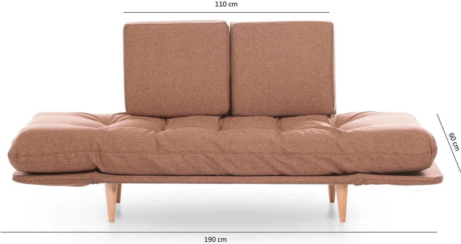Sofabed 3-vendësh Atelier del Sofa, Nina Daybed, ngjyrë kafe e çelët, GR102