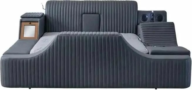 Krevat dopio me funksione të mençura, ngjyrë e zezë, Skye Decor