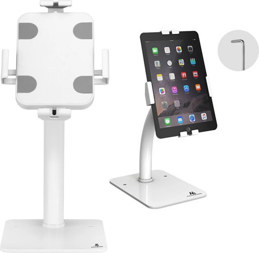 Mbajtës reklamues për tabletë Maclean MC-468W, universal, 7.9-11", me kyç, i bardhë