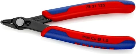 Darë diagonale Knipex Electronic-Super-Knips 125mm, dorezë plastike, kuqe/kaltër