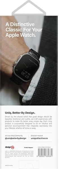 Rrip çeliku për Apple Watch UNIQ Osta, 42/44/45/49mm, i zi