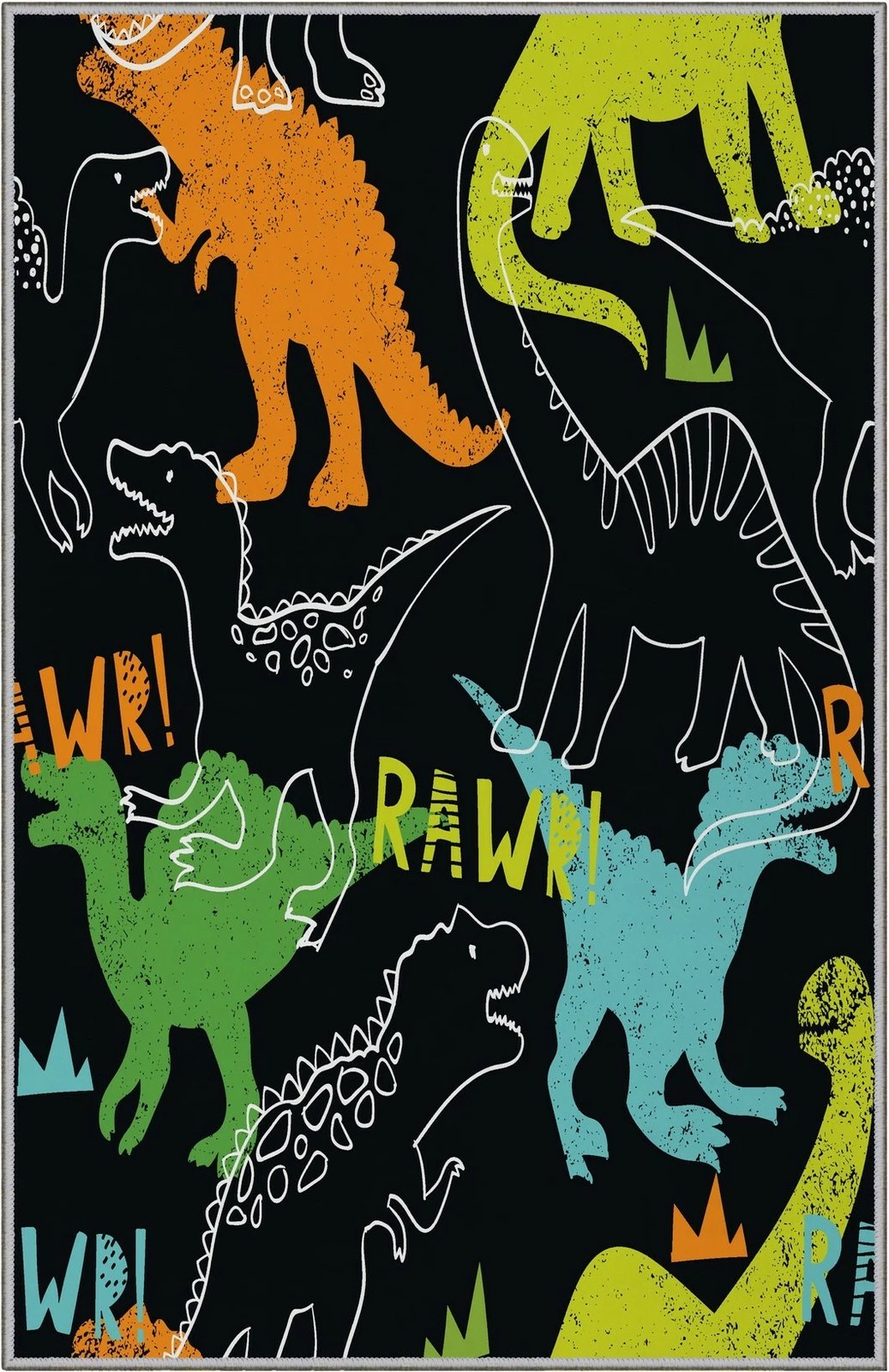 Qilim për korridor, shumëngjyrësh, dizajn dinosaurësh, EXFAB118, 100x150cm