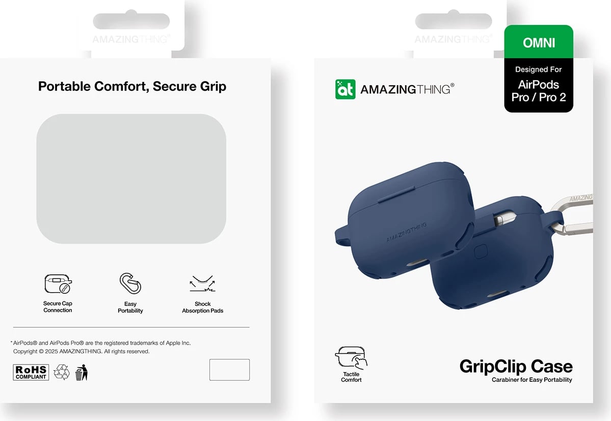Mbështjellës AmazingThing Omni Case për AirPods Pro 2, silikon, kaltër e errët