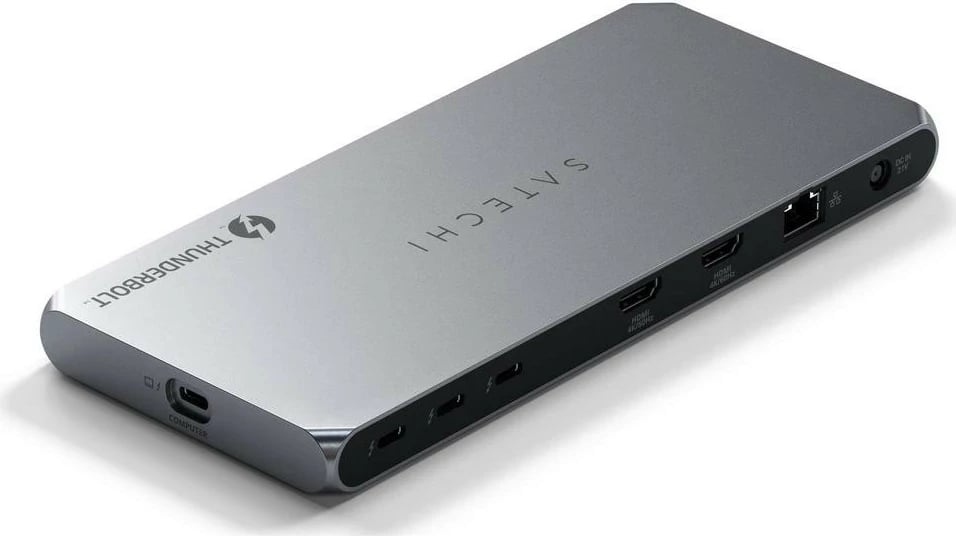 Docking station Satechi Thunderbolt 4, 2x USB-A, 2x HDMI, Ethernet, ngjyrë argjendi