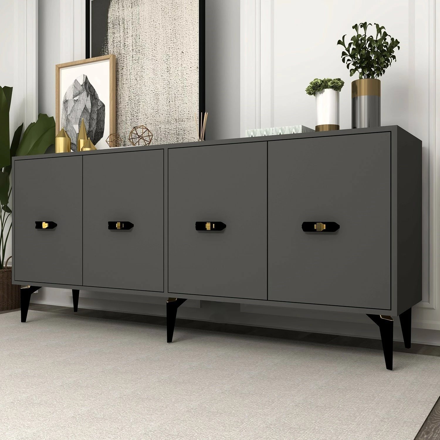 Konsol Skye Decor, ngjyrë antracit, Fly