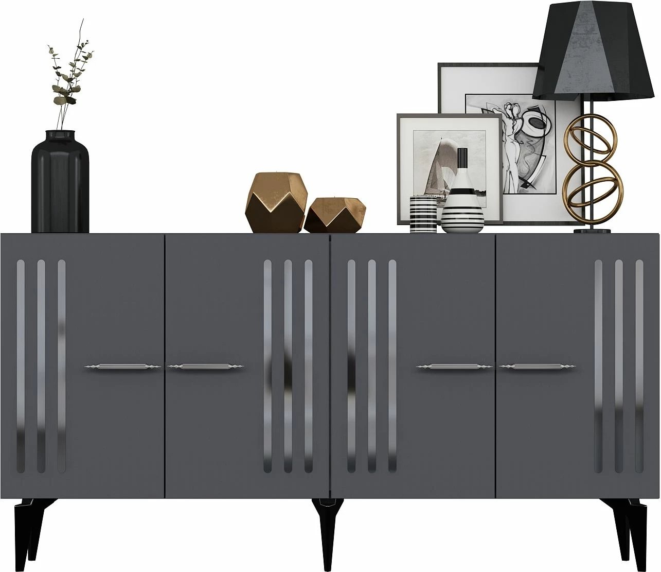 Konsol Skye Decor, anthracite, argjend