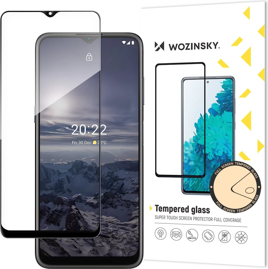 Xham i temperuar Wozinsky për Nokia G11/G21, Full Glue, me kornizë, Zi