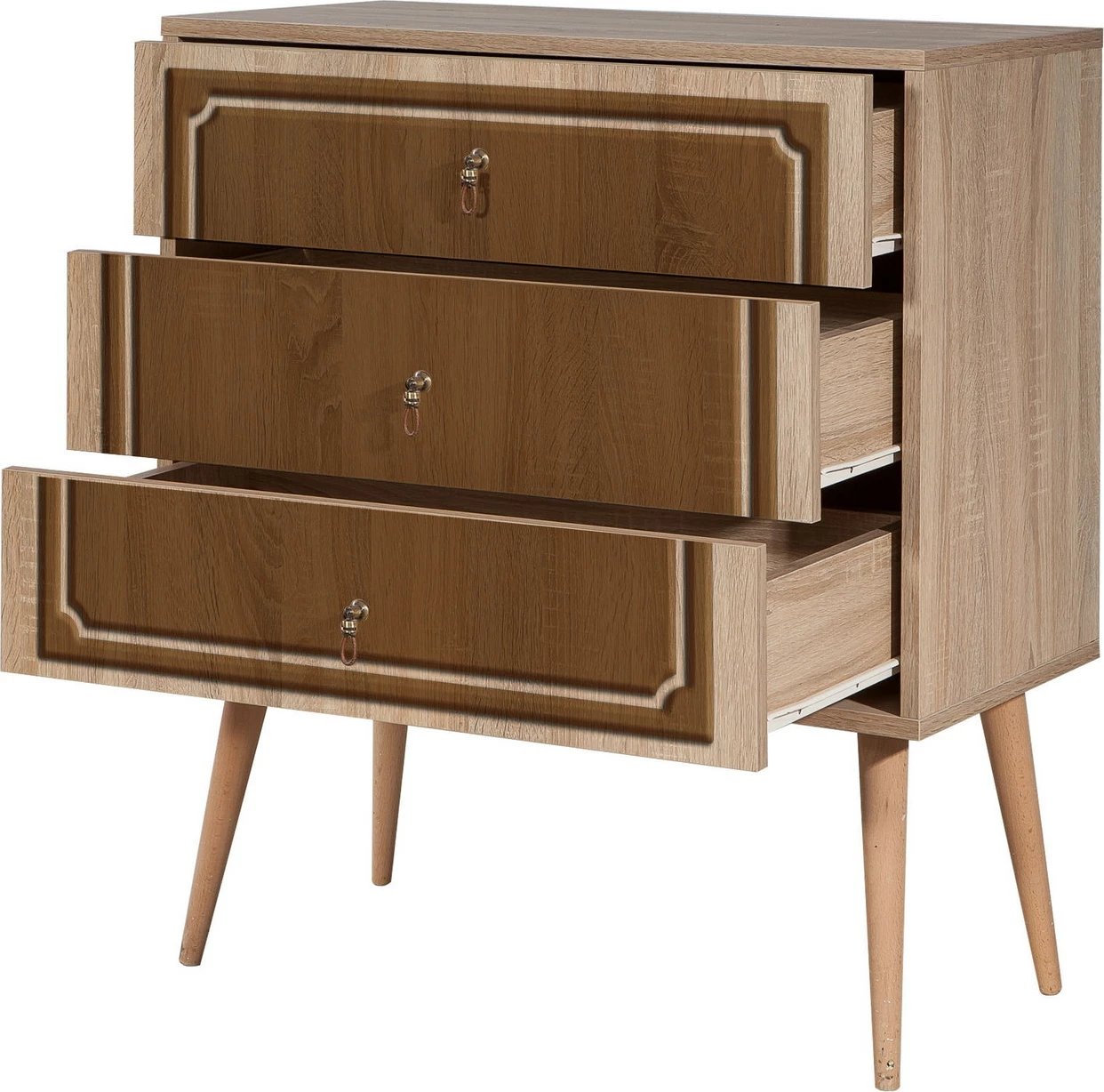 Komodë Skye Decor, Trio - 622, ngjyrë lisi Sonoma