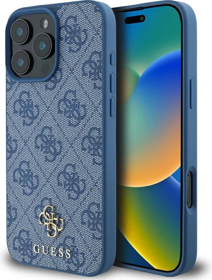 Mbështjellës Guess HC PU 4G Small 4G and Classic MagSafe për iPhone 16 Pro Max, Blu