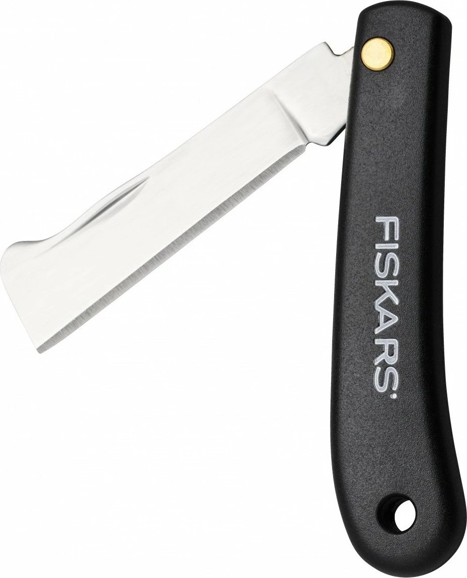 Thikë okulimi, Fiskars, K60 1001625, teh çelik inox, dorezë plastikë e ricikluar, e zezë