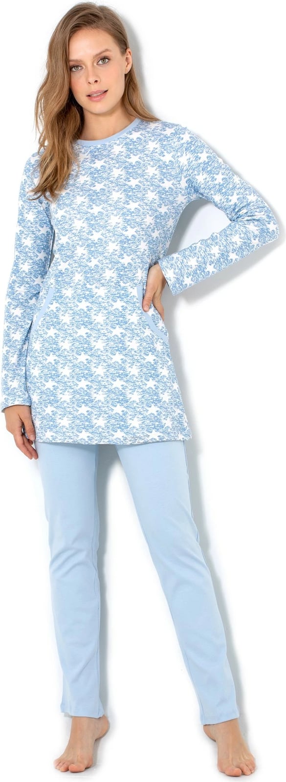 Pizhama grash Jumeon, ngjyrë kaltër e çelët, 002-000518, set