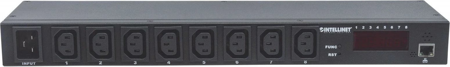 Shirit energjie rack Intellinet 163682, 8 dalje C13, menaxhim IP, 1U, i zi