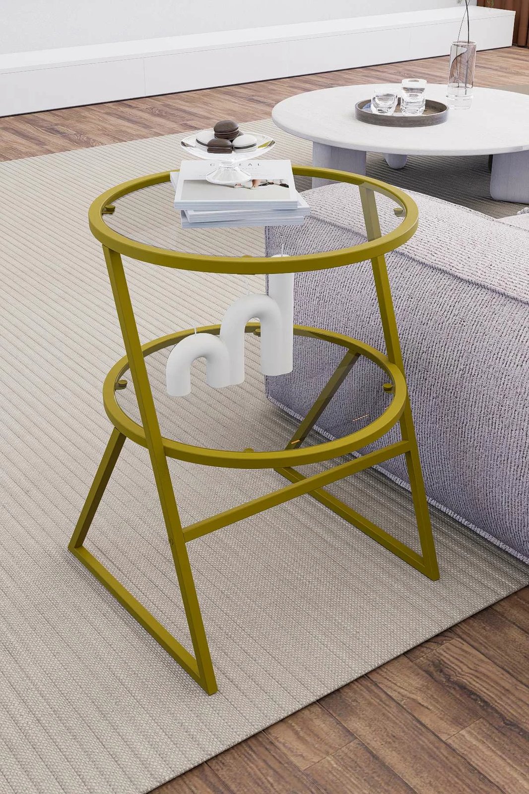 Tavolinë anësore Skye Decor, Valencia, ngjyrë ari