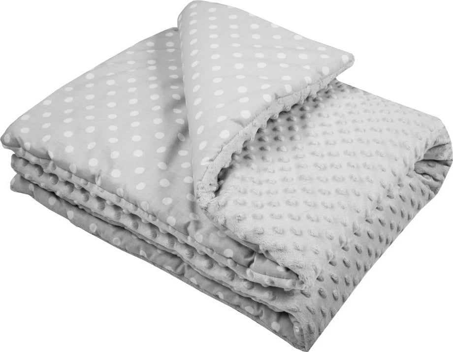 Batanije bebe me mbushje, New Baby, 80×102 cm, njëra anë Minky tjetra pambuk, gri