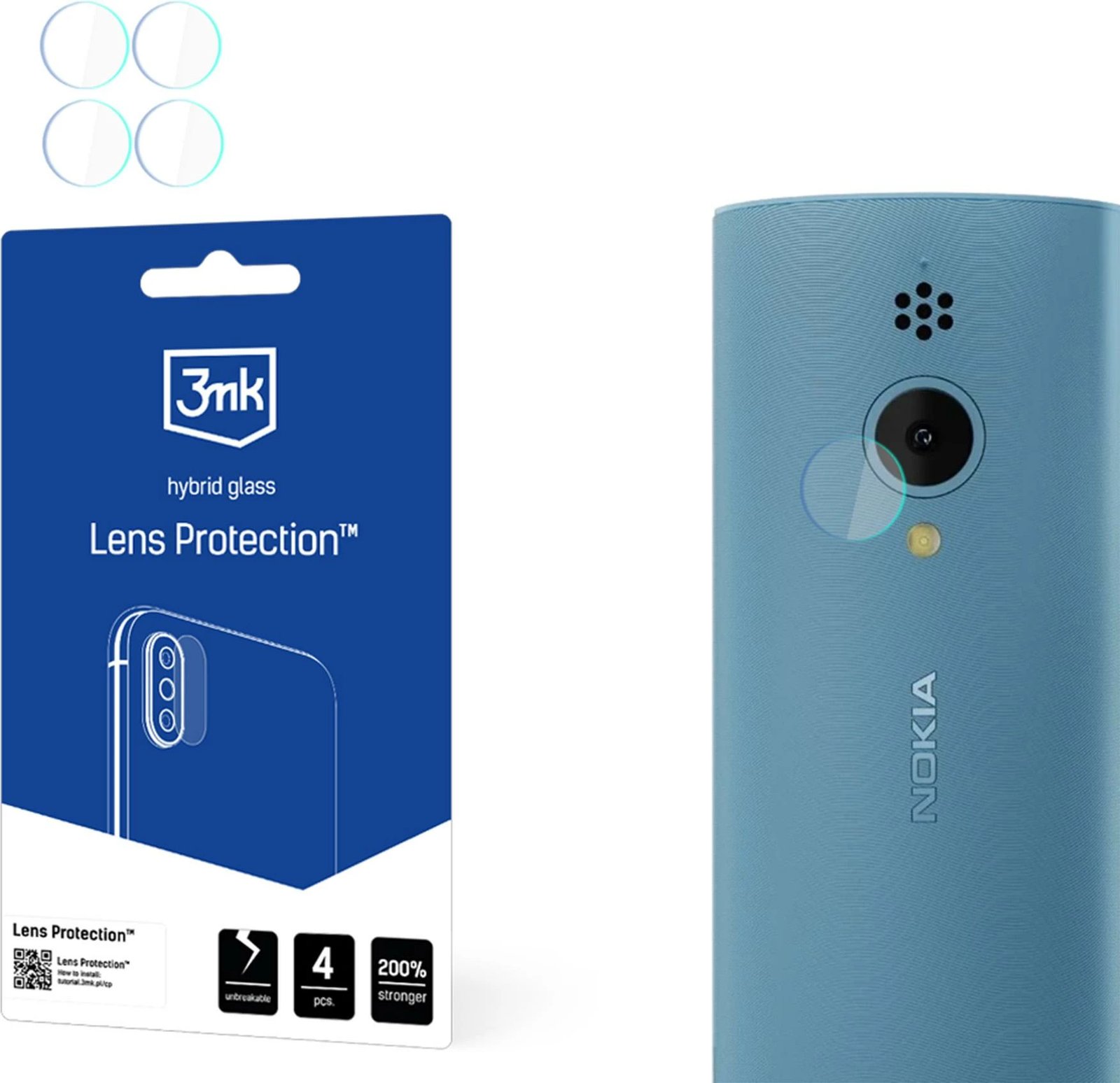 Mbrojtës xhami hibrid për kamerë 3mk Protection për Nokia 150 (2023), 4 copë