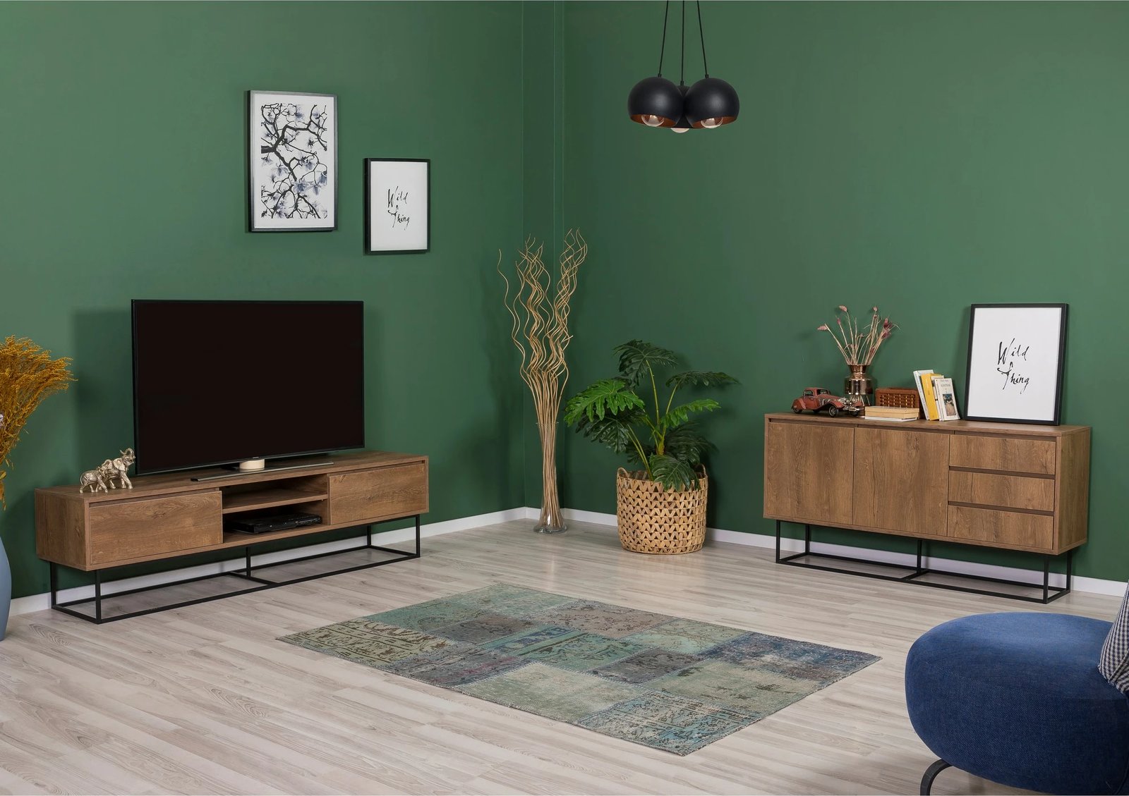 Set mobiljesh për dhomë dite Skye Decor, Laxus Takım 7, ngjyrë arrë dhe e zezë