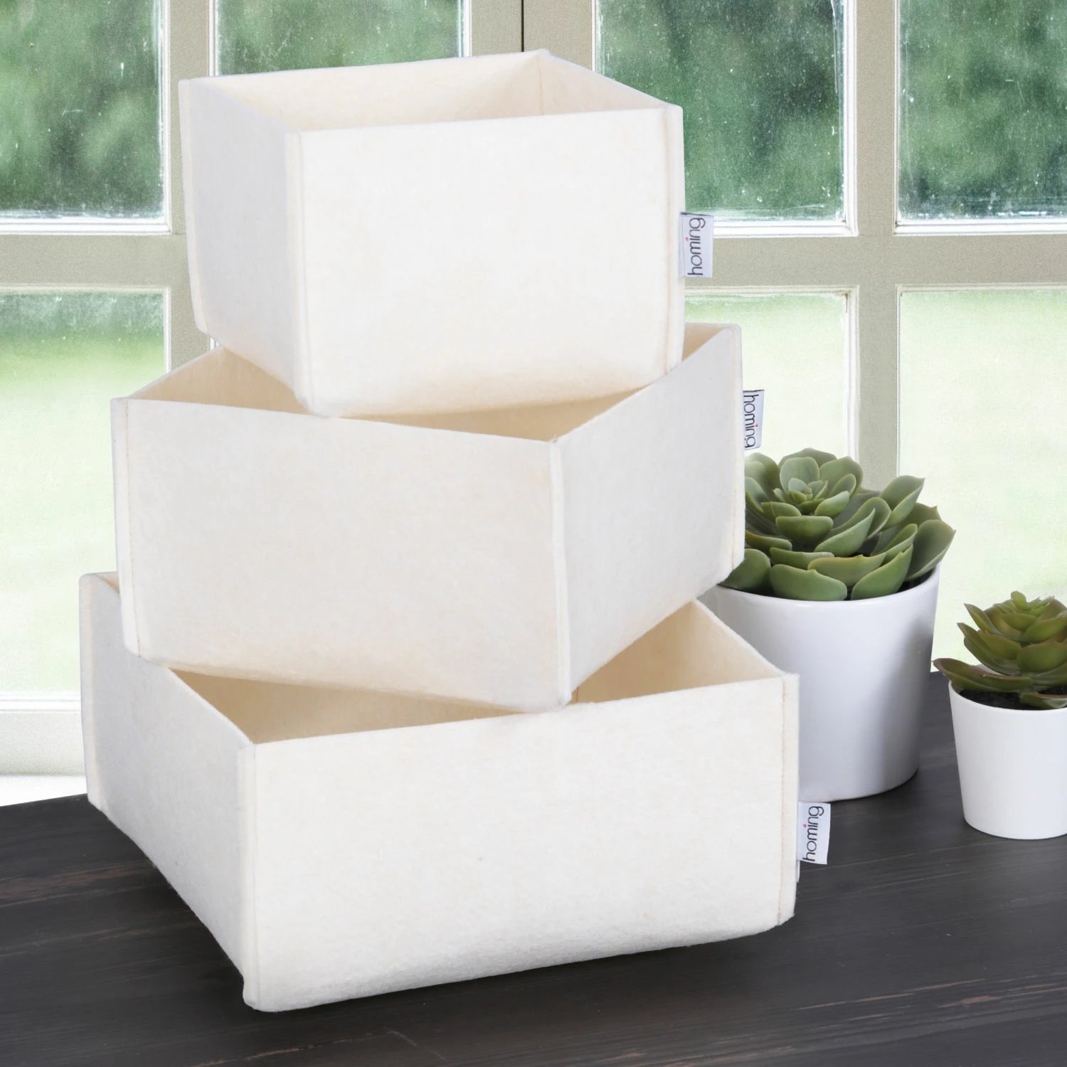 Set organizues tavoline prej ndjese, krem, 3 copë, Aberto Design, HMY-6268