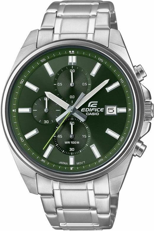 Orë dore për meshkuj Casio, argjendi me të gjelbër