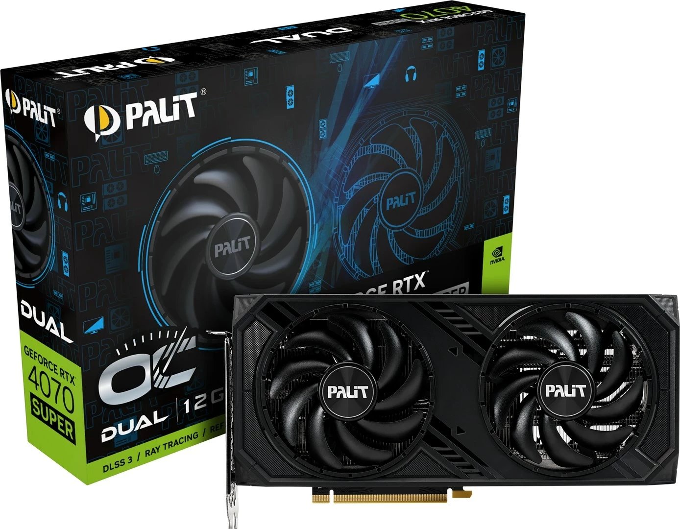 Kartelë grafike Palit NED407SS19K9-1043D, NVIDIA GeForce RTX 4070 SUPER, 12 GB, GDDR6X, E zezë
