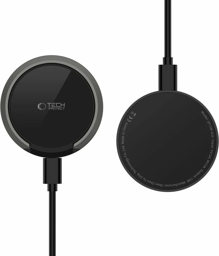 Karikues wireless Tech-Protect QI15W-A33 me MagSafe dhe stand, 15W, me kabllo USB-A/USB-C, zi