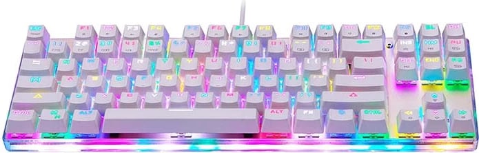 Tastierë mekanike Motospeed K87S RGB, 87 taste, me kabllo, e bardhë