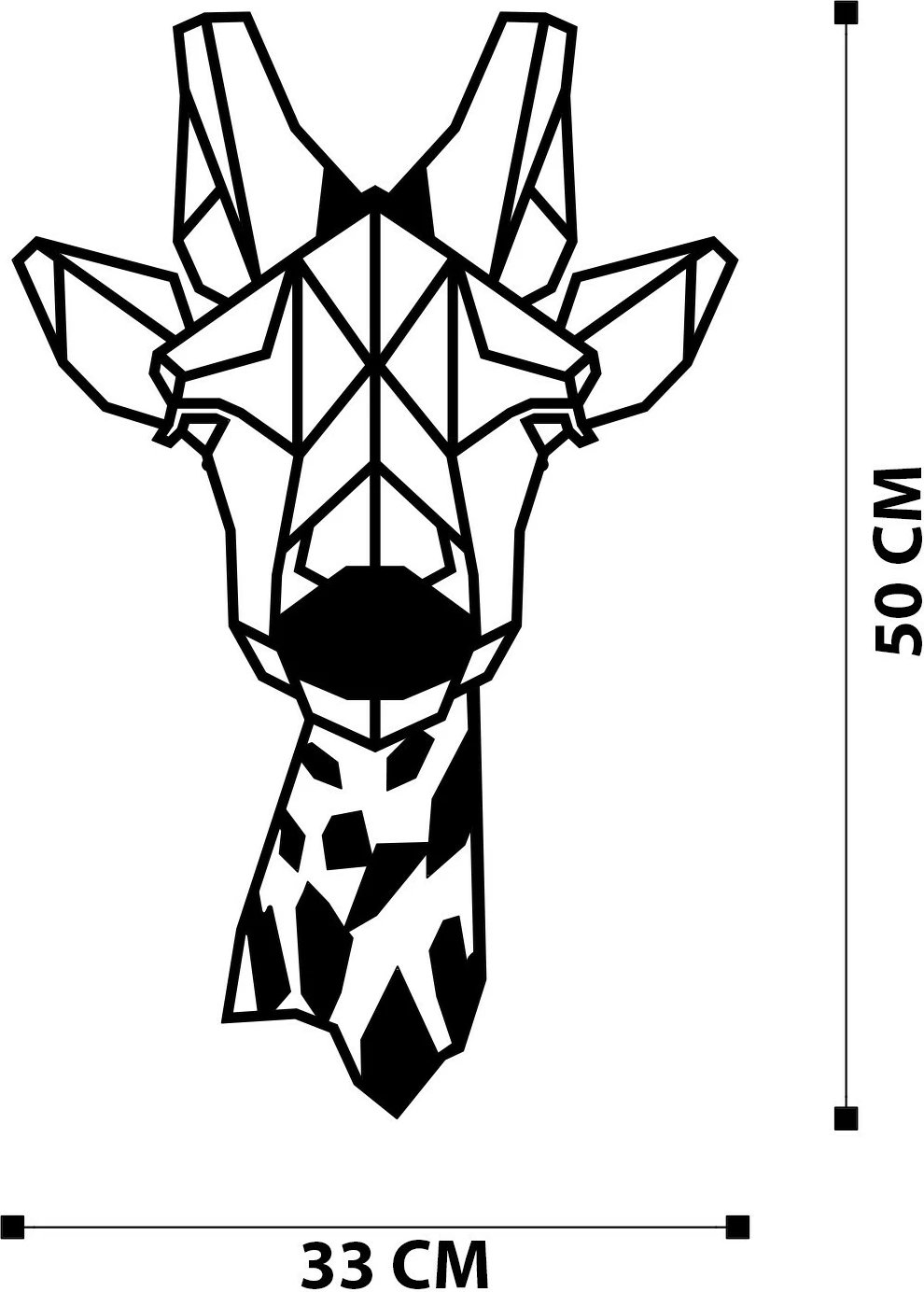 Aksesor dekorativ metalik për mur, gjirafë, Wallity, ngjyrë e zezë