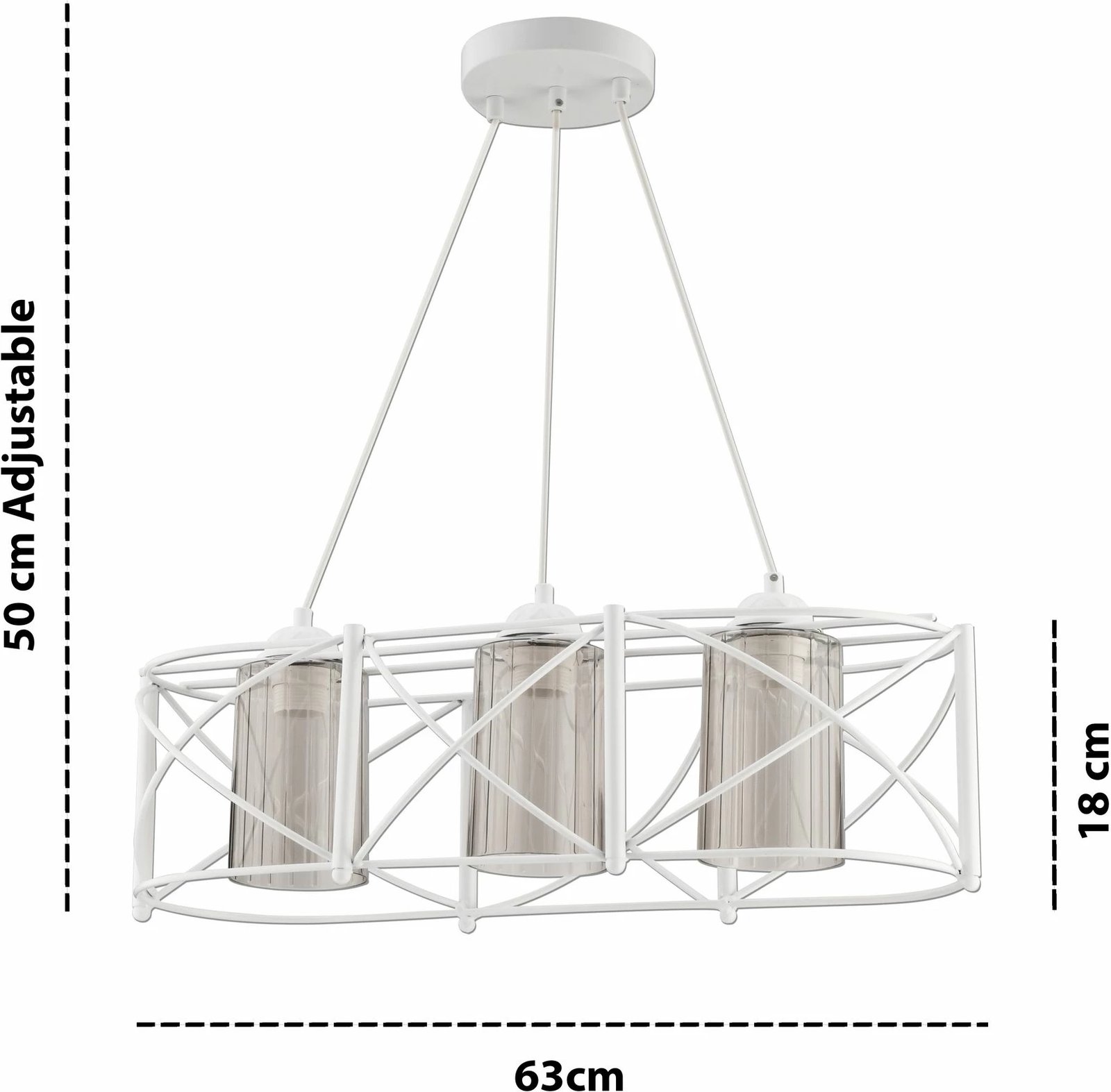 Llambë tavani Opviq Dratrio, xham i bardhë, gri
