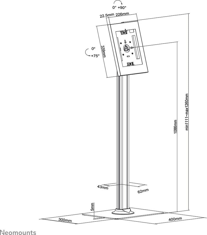 Qëndrim tabletë Newstar Neomounts FL15-650WH1, 9.7-11 inç, bardhë