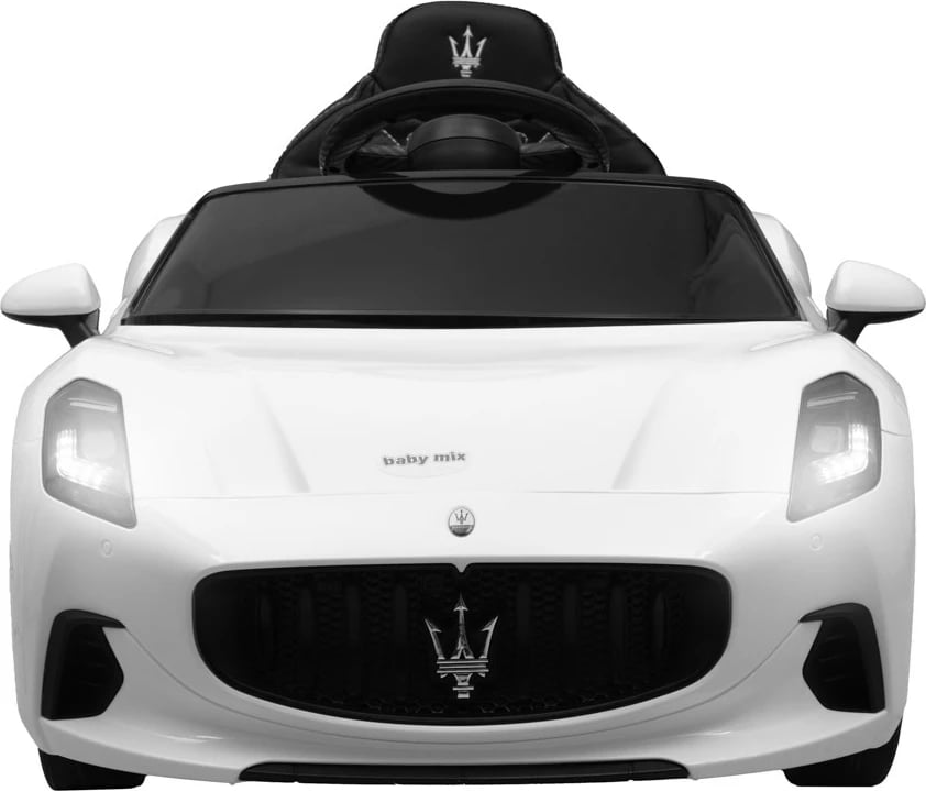 Makina elektrike për fëmijë Baby Mix Maserati GranTurismo 12V 4.5Ah, 2x45W, telekomandë 2.4G, Bluetooth, rrota EVA, sedilje eko-lëkurë, e bardhë