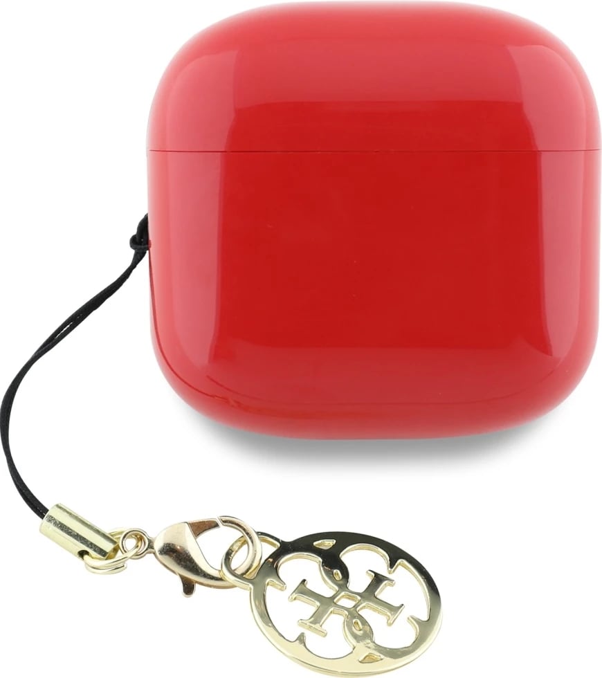 Kufje TWS Guess Glossy Effect me logo dhe varëse, Bluetooth 5.4, të kuqe