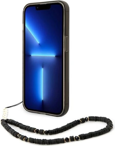 Mbështjellës Guess GUHCP14XHGCOHK për iPhone 14 Pro Max 6.7", me rrip dekorativ, i zi