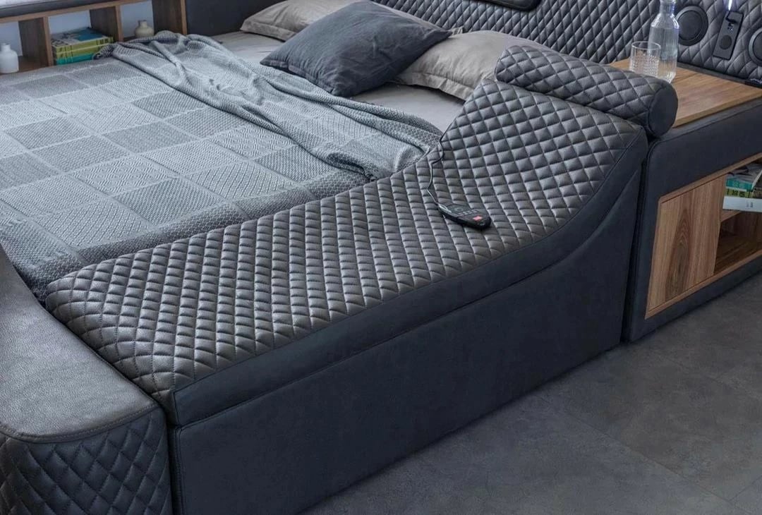 Krevat dopio me funksione smart, ngjyrë e zezë, Skye Decor Escape