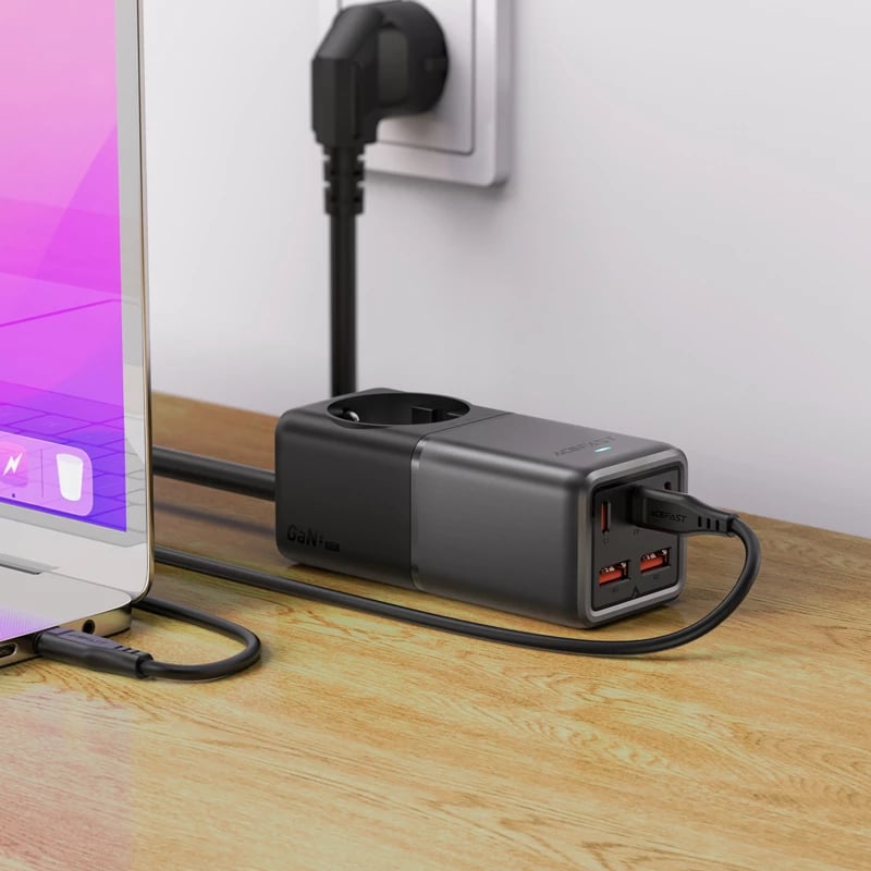 Karikues desktop Acefast Z2 GaN, 75W, 3x USB-C, 2x USB-A, zezë/gri