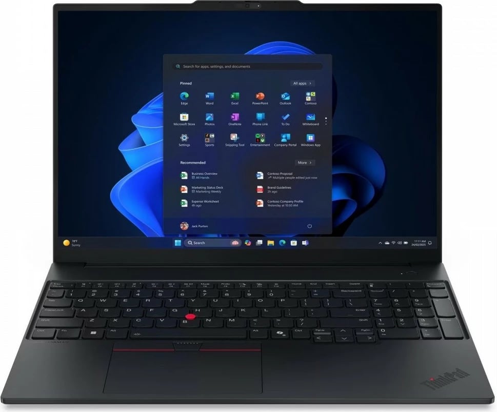 Laptop Lenovo ThinkPad E16 Gen 3, 16", Intel Core Ultra 7 255H, 16 GB RAM, 512 GB SSD, Windows 11 Pro, Zi