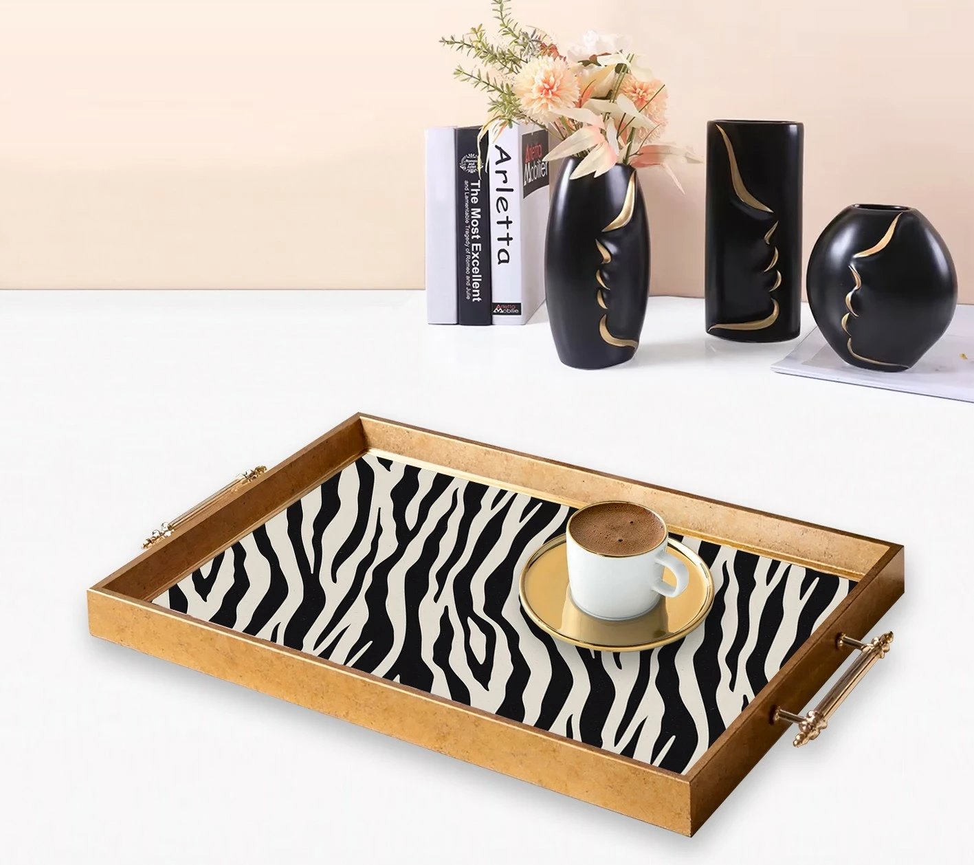 Tabaka dekorative prej qelqi, dizajn zebra, TPEA9803