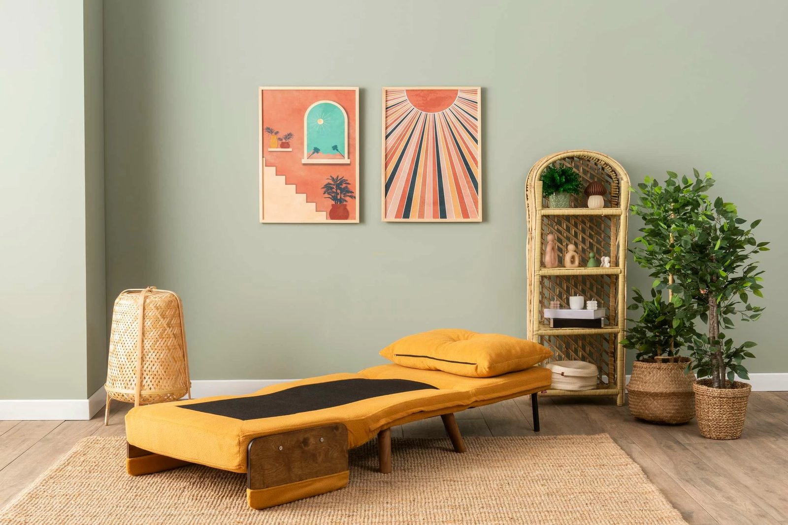 Krevate-karrige një vendës Cosmo, ngjyrë mustardë, Atelier del Sofa